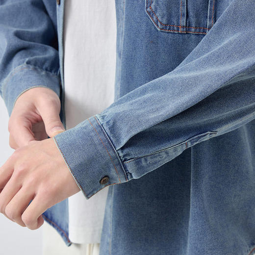 墨麦客男装美式休闲牛仔夹克男2026春新款水洗做旧男士外套81606. 商品图3