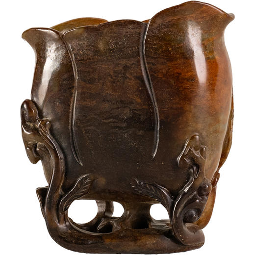 清	寿山石雕灵芝兰花杯摆件 商品图5