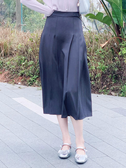 【百图lulu定制】【时装周半裙】 高腰显瘦  中长款  收腰百褶半裙 商品图1