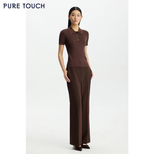 商场同款PURE TOUCH女装26春夏新款短袖Polo衫弹力修身半袖针织衫 商品图1