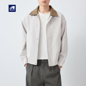 墨麦客高智通勤撞色翻领外套男2026春季新款巴恩风男士夹克81617.