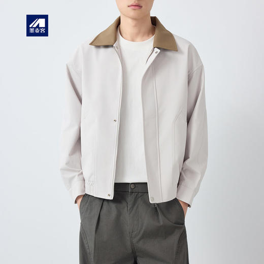 墨麦客高智通勤撞色翻领外套男2026春季新款巴恩风男士夹克81617. 商品图0