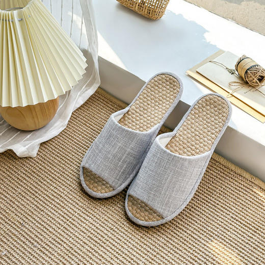 日式布艺拖鞋良品粗麻家居拖鞋春季男女情侣家用拖鞋防水静音拖鞋 商品图2