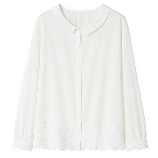 绣花衬衫女长袖2026春装新款纯棉刺绣镂空上衣新中式国风衬衣   MJ-512044 商品图4