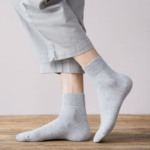 日式无印男士棉袜子良品商务休闲男袜纯色五分袜吸汗秋冬厚 商品图0