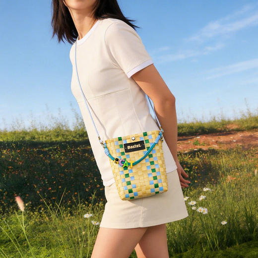 大英博物馆 巴斯特系列编织包手提斜挎包 绿色 黄色 商品图5