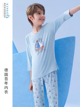 【夏日度假】SCHIESSER德国舒雅男童莫代尔轻柔舒适度假风家居套装（110码-160码）3B/27269H