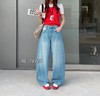 F030677复古水洗蓝松紧后腰设计宽松锥形牛仔裤 商品缩略图8