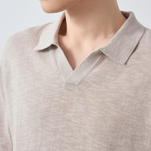 墨麦客男装高智通勤海鸥领Polo衫男2026春季新款亚麻棉短袖75213. 商品图3