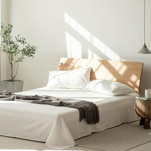 原南通素艺家居单品日式无印水洗棉格纹床笠良品纯色全棉床单简约 商品图3