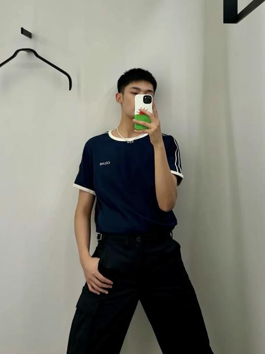 赛琳 25ss经典织带短袖T恤 男女同款 黑色/蓝色（DY） 商品图3