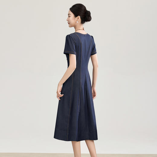 「高货wl」全新升级【铂金会员349/天猫469/差价120】(00706)洛诗琳复古天丝收腰连衣裙2026春夏新款显瘦透气A字牛仔裙 商品图1