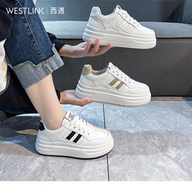 西遇松糕厚底小白鞋女2026新款春季轻便增高基础百搭休闲板鞋P0066296