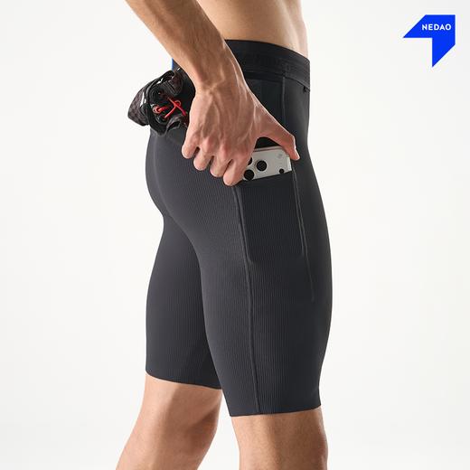 26新品内道汗隐痕越野五分收纳紧身短裤男款跑步运动压缩条纹裤 商品图3