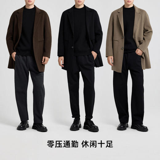 墨麦客男装中长款双面呢大衣男2025冬新款简约男士羊毛大衣81491. 商品图4