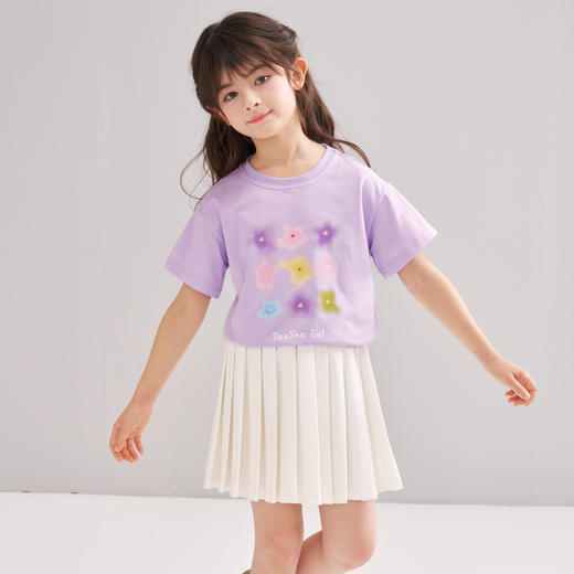 笛莎/Deesha 【松饼熊】2026年夏季新款女童索罗那原纱防晒短袖T恤 商品图1