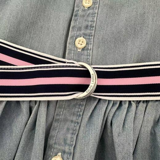 F0306137水洗无袖收腰大裙摆高密度刺绣衬衫领气质优雅时尚舒适带腰带儿童牛仔连衣裙 商品图6