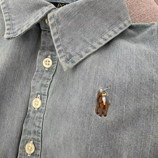 F0306137水洗无袖收腰大裙摆高密度刺绣衬衫领气质优雅时尚舒适带腰带儿童牛仔连衣裙 商品图5