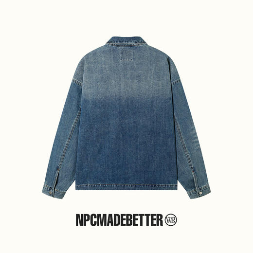 NPC潮牌做旧复古丹宁水洗牛仔夹克翻领刺绣拉链外套NP42DC02 J 商品图1
