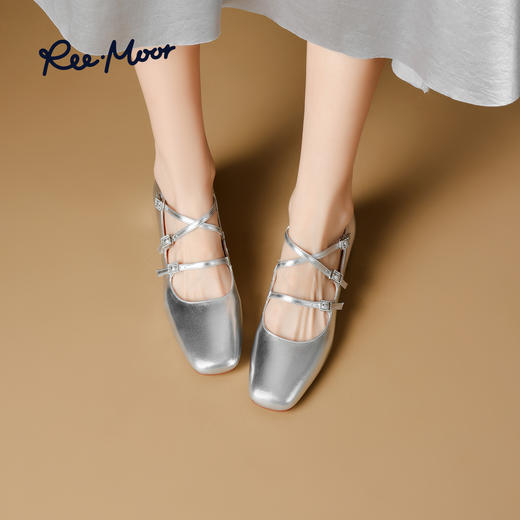 REEMOOR睿慕新款粗跟交叉带法式玛丽珍鞋仙女风单鞋R2V558 商品图13