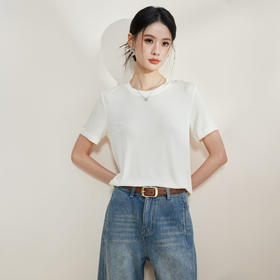 夏季新款羊毛醋酸天丝短袖 柔软舒适百搭 修身显瘦 圆领/大圆领/V领 7色可选