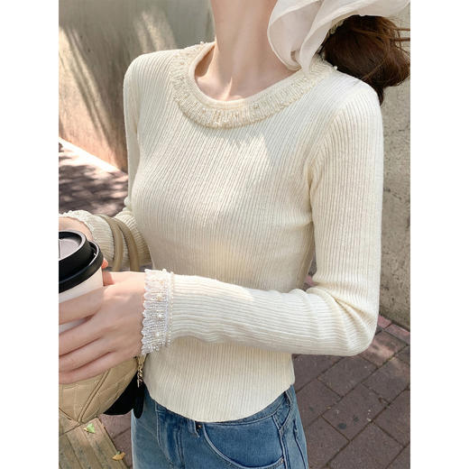 <曾小咸推荐>3.11现货秒杀 ！微信超特价！韩系蕾丝拼接针织衫 日常149.99 立减90 秒杀59.99！！ 商品图1