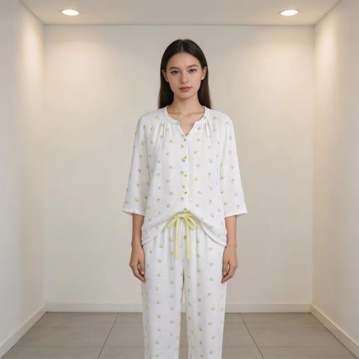 【棉纱竹纤维】SCHIESSER德国舒雅女夏季新款透气吸汗七分袖九分裤套装棉竹纤维双层纱布  50%棉 50%竹纤维 31/26510H 商品图8