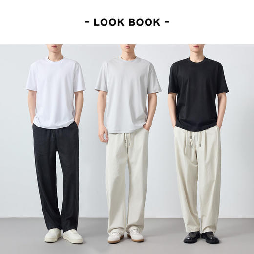 墨麦客男装高智通勤50支200gT恤男凉感基础纯色男士短袖75267. 商品图4