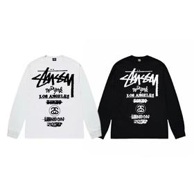 F030682城市巡游字母logo印花情侣圆领长袖T恤