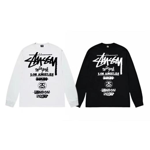 F030682城市巡游字母logo印花情侣圆领长袖T恤 商品图0