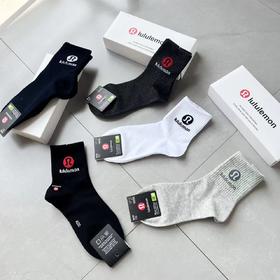 F030695春季新款运动休闲干爽透气吸湿袜子中筒五双盒装