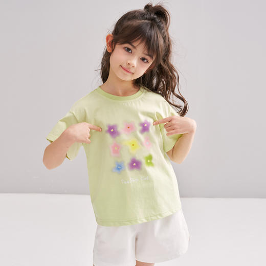 笛莎/Deesha 【松饼熊】2026年夏季新款女童索罗那原纱防晒短袖T恤 商品图2