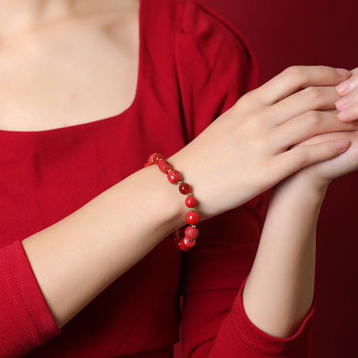【本店力荐】十方圆满帝王砂多宝手串 女朱砂吉祥物貔貅手链 商品图3