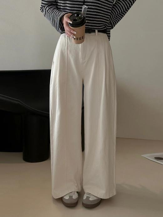 F030673水洗棉阔腿工装裤女遮肉显瘦松紧高腰直筒裤 商品图10