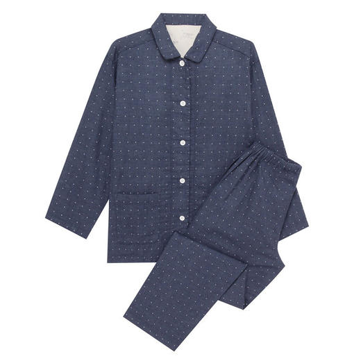 无印家居服良品纯棉格纹家居服双层纱睡衣长袖全棉家居服男款女款 商品图4