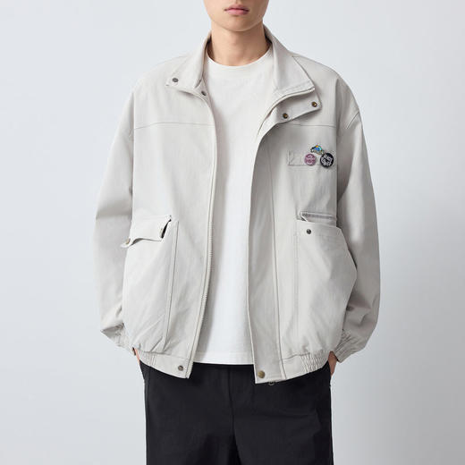 墨麦客男装美式休闲立领夹克男2026春季新款章仔装饰男外套81590. 商品图2