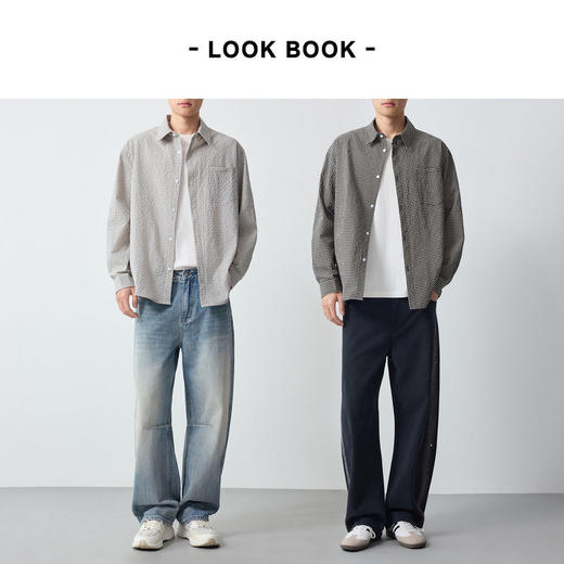 墨麦客男装美式休闲格子男士衬衫2026春季新款泡泡纱衬衣男50366. 商品图4