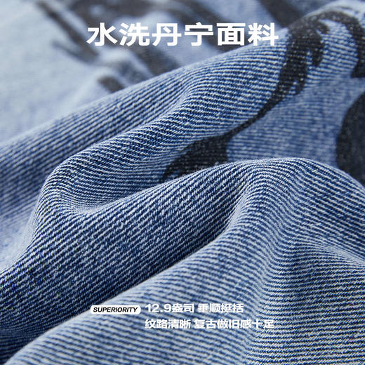 NPC潮牌复古重工水墨印花翻领牛仔外套夹克男潮流春秋NP41DC56 商品图4