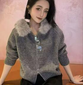 NC连帽可拆毛领毛织外套51203冬季023224241294