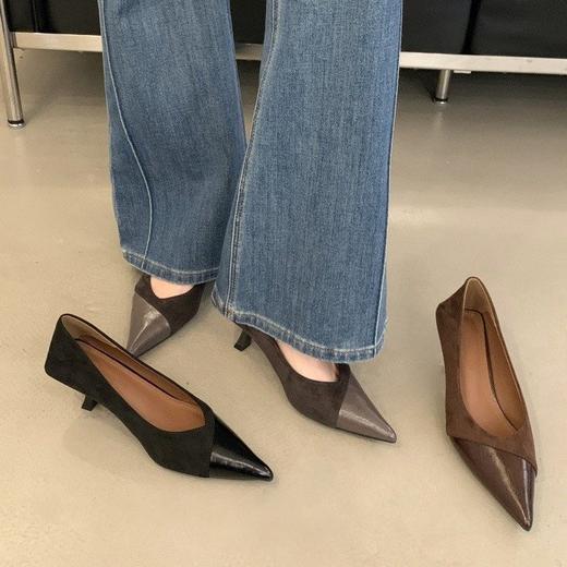 【69.9/双】高级感细跟尖头单鞋女新款秋季小香风百搭高跟鞋软底四季瓢鞋聚★为爱严选 商品图0