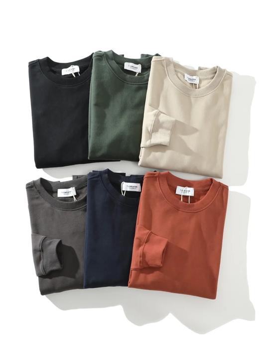 F030604抓绒保暖套头衫纯色阿美咔叽风休闲圆领长袖卫衣 商品图2