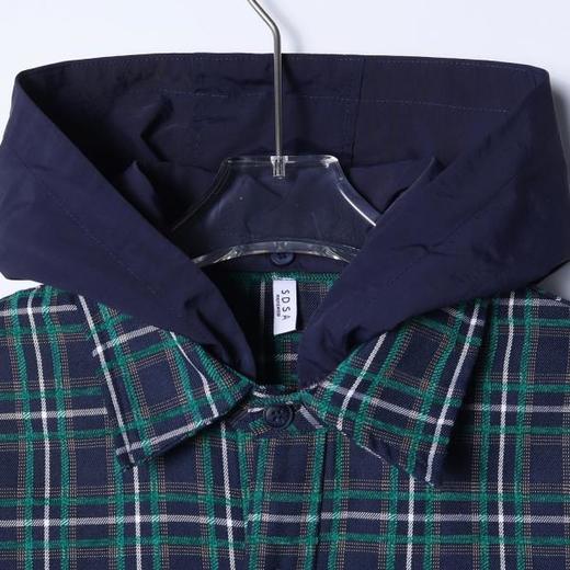 26CS39SDSA男装2026新款高贵轻奢韩版经典格纹格子拼接撞色连帽衬衫百搭 商品图2