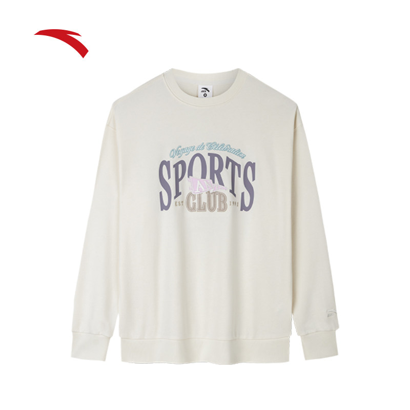 【超值】安踏套头卫衣 女当季新款优可丝宽松复古印花套头衫长袖上衣162438704