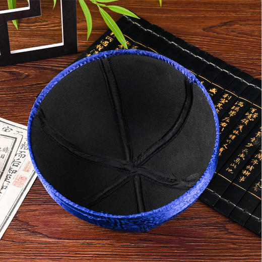 宝蓝色男寿帽瓜皮帽地主老人寿终衣服配件帽子 商品图2