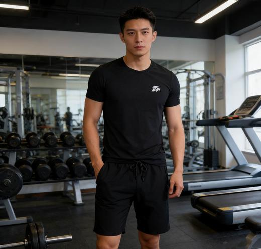 【冰丝体感短袖套装】夏季男女同款冰丝跑步健身运动套装03h 商品图1