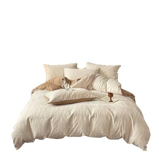 日式无印40sA类全棉水洗绵三层纱提花四件套良品柔软透气床品件套 商品图4