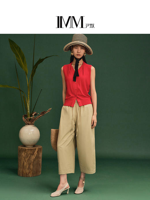 尹默休闲简约包容腿型松紧弯刀裤 商品图3