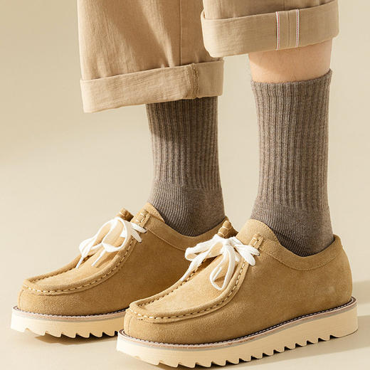 南通素艺日式无印男士加厚袜秋冬保暖袜子良品纯色男中长筒毛巾袜 商品图3