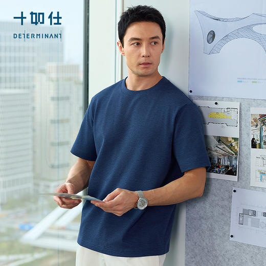 【春夏新品】十如仕厚纹理罗纹圆领纯棉速干抗菌短袖T恤T02-21 商品图1