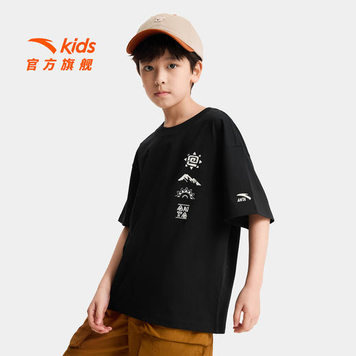 狮子王联名安踏儿童男童针织短袖2026年夏季新款舒适亲肤黑色短T 352628105 商品图5